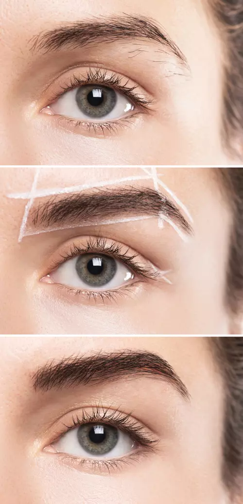 Photo d'un avant et après d'une transformation des sourcils